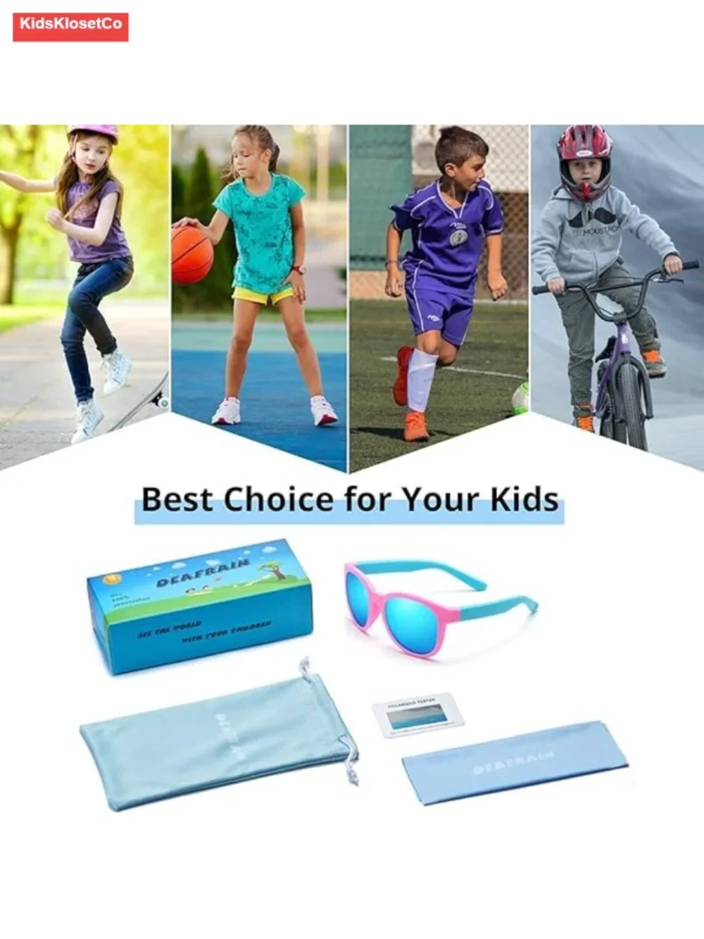 Kids Polarized Sunglasses Flexible TPEE Frame Sport Baseball Cycling Glasses